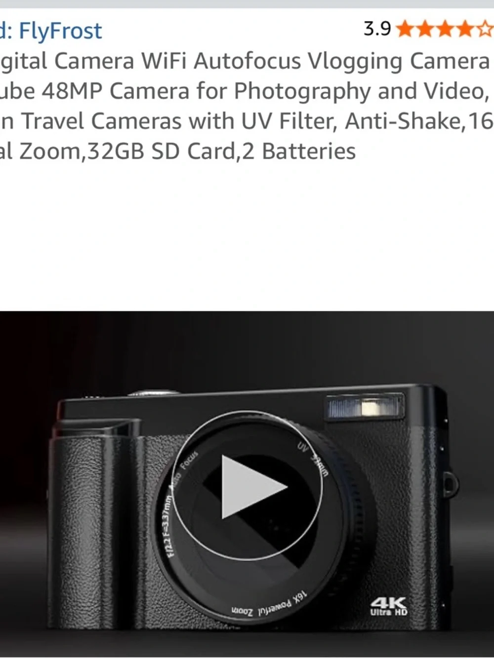 5K Digital Camera with 16x Zoom and Flash - Silver/Black